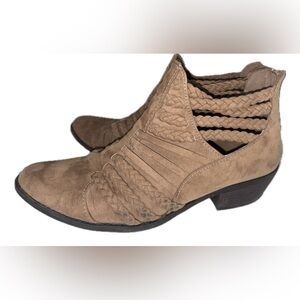 Women's Taupe Braided Suede Ankle Boots